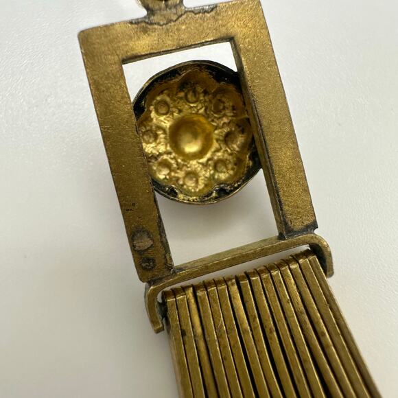 Antique Victorian gold gilt Etruscan Revival tassel fringe brass pendant charm - Picture 2 of 8